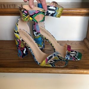 Liliana Mareum Multi Snake Skin Print Chunky Heel size 10